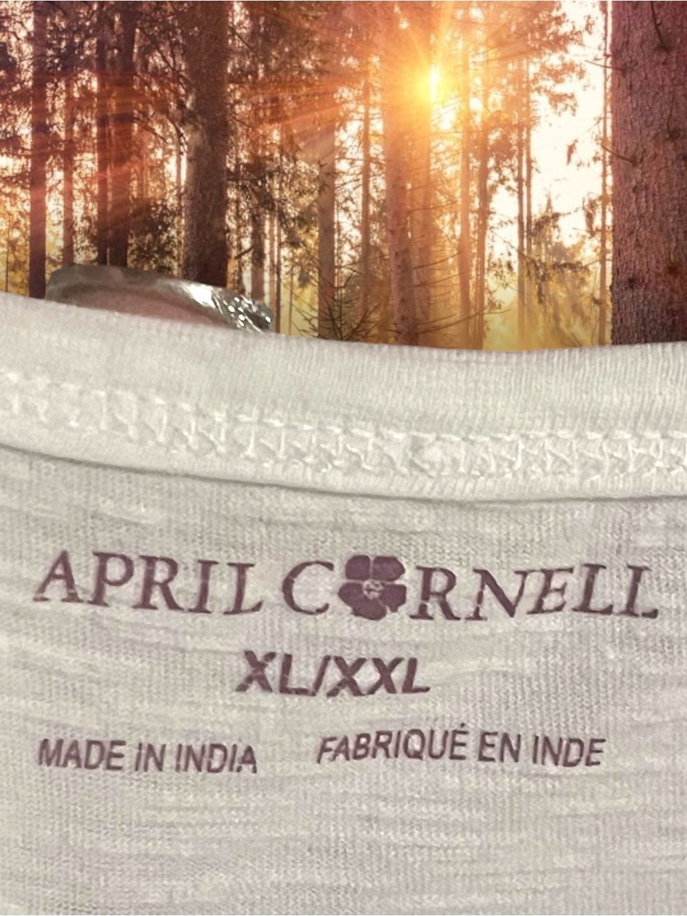 April Cornell Owl in the Woods Graphic Scoop Neck Tee Cream Cottagecore XL/XXL - Picture 10 of 12